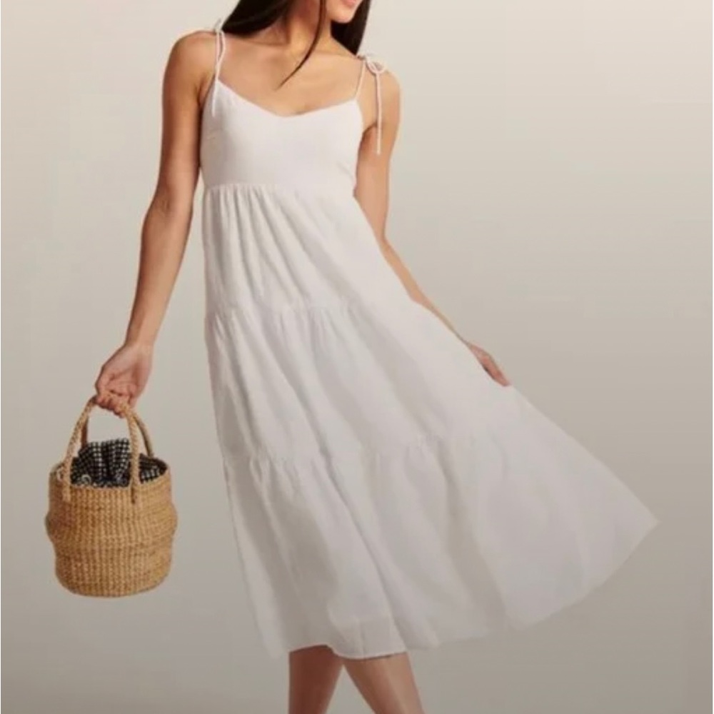 Abercrombie Tie-Strap Tiered Trapeze Midi Dress - Brand New!